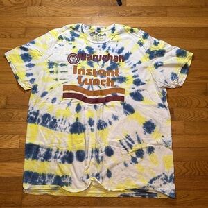 Yellow and Blue Tie-Dye Maruchan Instant Lunch T-shirt - 2XL